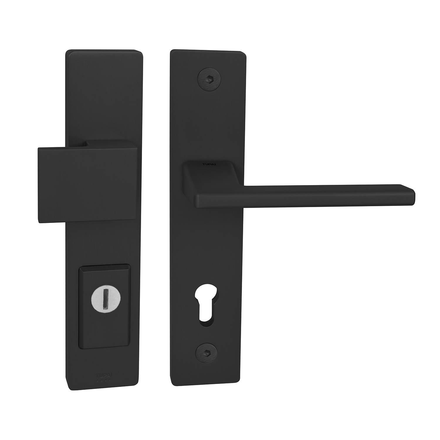TI - FORTE PLUS 3214/JUNIOR 4140 - SH, hrúbka dverí 104-110 mm, kľučka/kľučka, PZ PLUS s otvorom pre vložku, 92 mm, CIM - čierna matná (153)