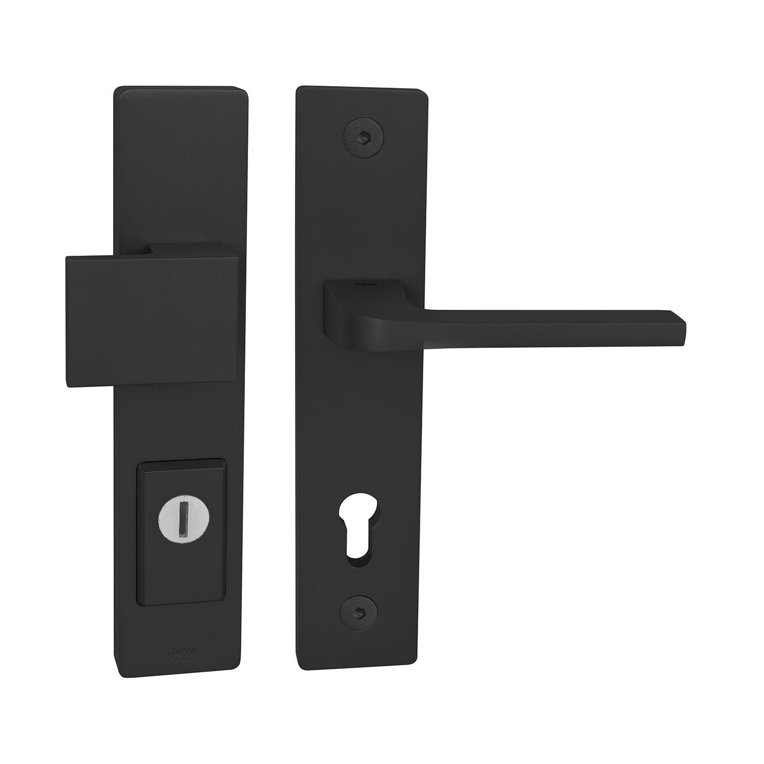 TI - FORTE PLUS 3214/SUPRA 3097 - SH, hrúbka dverí 84-90 mm, kľučka/kľučka, PZ PLUS s otvorom pre vložku, 72 mm, CIM - čierna matná (153)