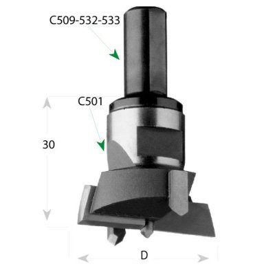CMT C501 Sukovník skrutkovací výmenný - D38 L30 HW P